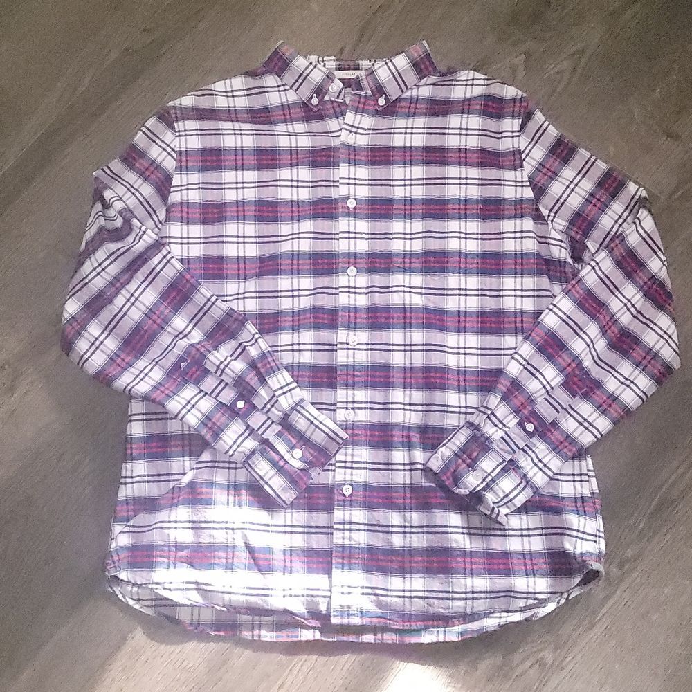 Hawker Rye Plaid Vintage Oxford Long Sleeve Shirt Regular Fit Mens Large